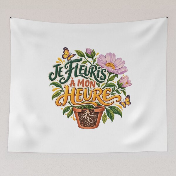 Item preview, I Bloom in My Own Time – Inspirational French Floral Quote designed and sold by Gino64.