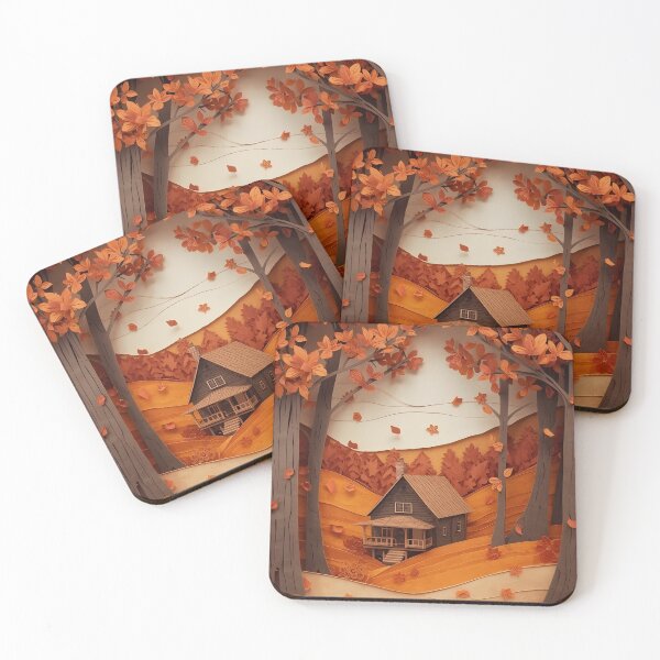 Item preview, Layered Paper Cut Cozy Cabin in Autumn Forest designed and sold by GrinGalore.