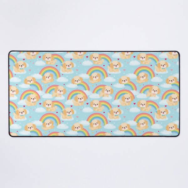 Item preview, Kawaii Poodle Dogs Rainbow Clouds Cute Puppy Pattern designed and sold by NicolasGlowArt.