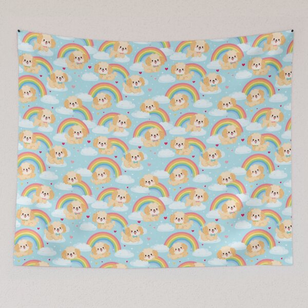 Item preview, Kawaii Poodle Dogs Rainbow Clouds Cute Puppy Pattern designed and sold by NicolasGlowArt.