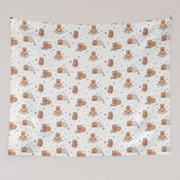Item preview, Cute Capybara Daily Life Seamless Pattern designed and sold by prapapon.