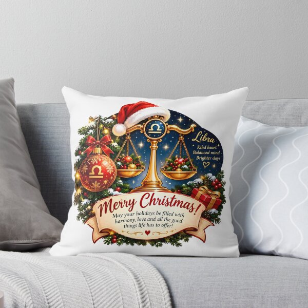 Item preview, Libra Zodiac Golden Scales Merry Christmas Gift designed and sold by Zodiac Celestial Art.