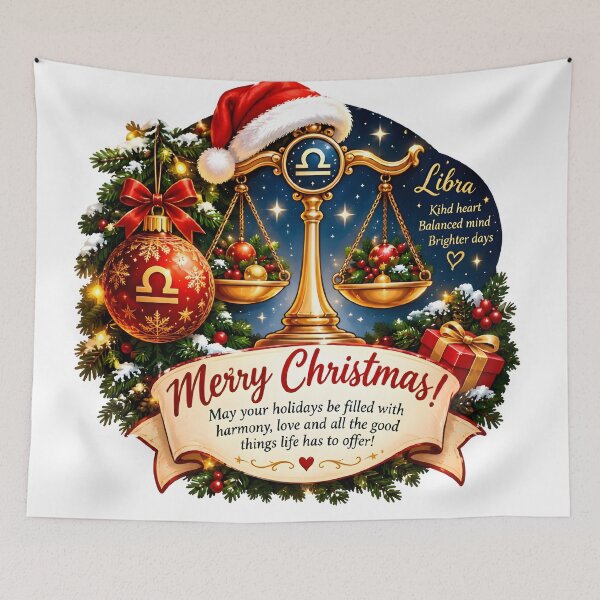 Item preview, Libra Zodiac Golden Scales Merry Christmas Gift designed and sold by Zodiac Celestial Art.