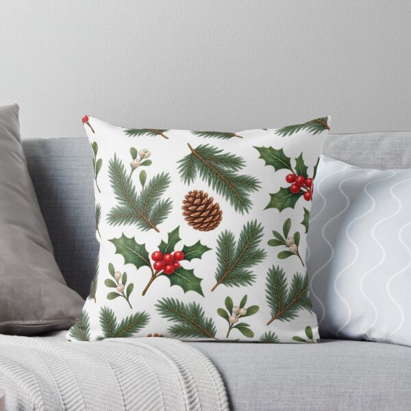 Item preview, Vintage Christmas Holly & Pinecone Pattern designed and sold by PatternXOXO.