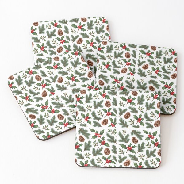 Item preview, Vintage Christmas Holly & Pinecone Pattern designed and sold by PatternXOXO.