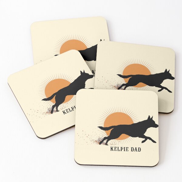 Item preview, Kelpie Dad Sunset Running Silhouette Art designed and sold by Yellowriversss.