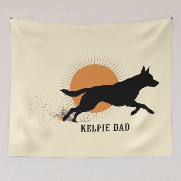 Item preview, Kelpie Dad Sunset Running Silhouette Art designed and sold by Yellowriversss.