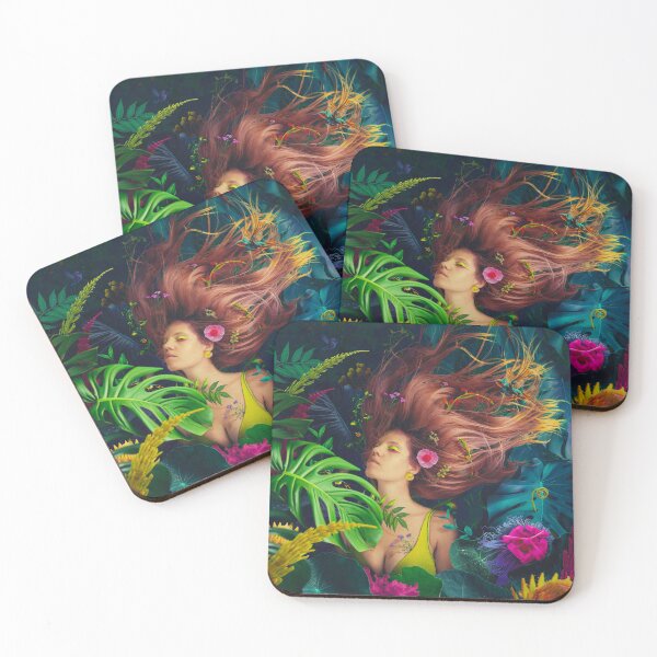Item preview, Woman in Tropical Foliage with Flying Hair and Hummingbirds designed and sold by Vizerskaya.