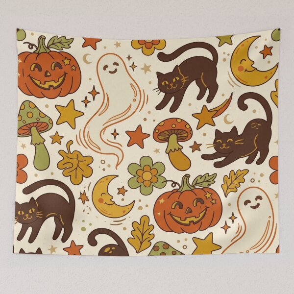 Item preview, Cute Spooky Halloween Seamless Pattern designed and sold by FashioonTrends.