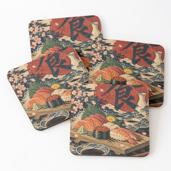 Item preview, Japanese Culinary - Sushi Sashimi Platter Beneath Crimson Sun designed and sold by bapupa.