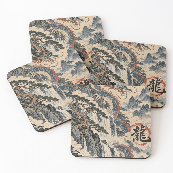 Item preview, Japanese Dragon - Mountain Waterfall and Ancient Pine Tree designed and sold by bapupa.