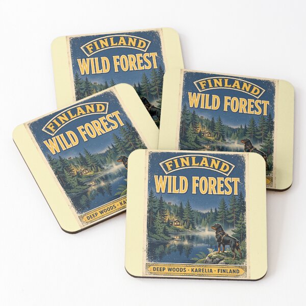 Item preview, Finland Wild Forest Poster - Karelia Deep Woods - Rottweiler Guardian Vintage designed and sold by SisuPrintsCo.
