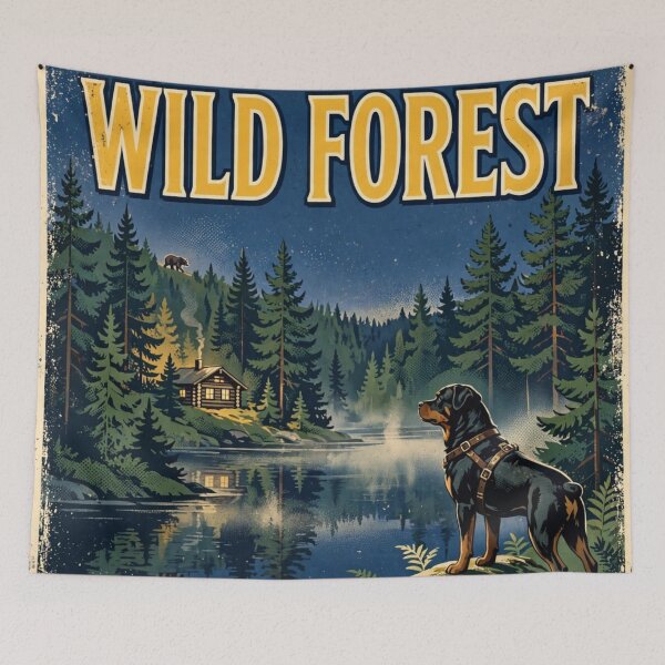 Item preview, Finland Wild Forest Poster - Karelia Deep Woods - Rottweiler Guardian Vintage designed and sold by SisuPrintsCo.