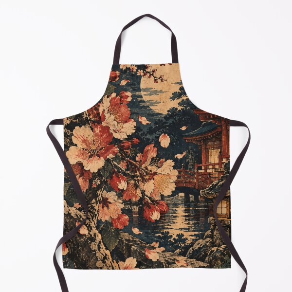 Item preview, Japanese Floral Art - Moonlit Sakura Temple Garden designed and sold by bapupa.