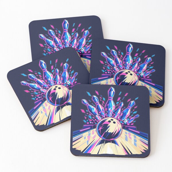 Item preview, Retro Bowling Strike Crystal Pins Synthwave Lane designed and sold by KungPowUnicorn.