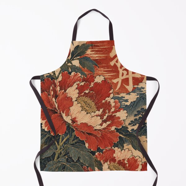 Item preview, Japanese Floral Art - Red Peonies Beneath Rising Sun designed and sold by bapupa.
