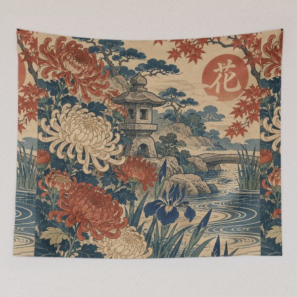 Item preview, Japanese Flowers - Chrysanthemums and Irises by Garden Pond designed and sold by bapupa.