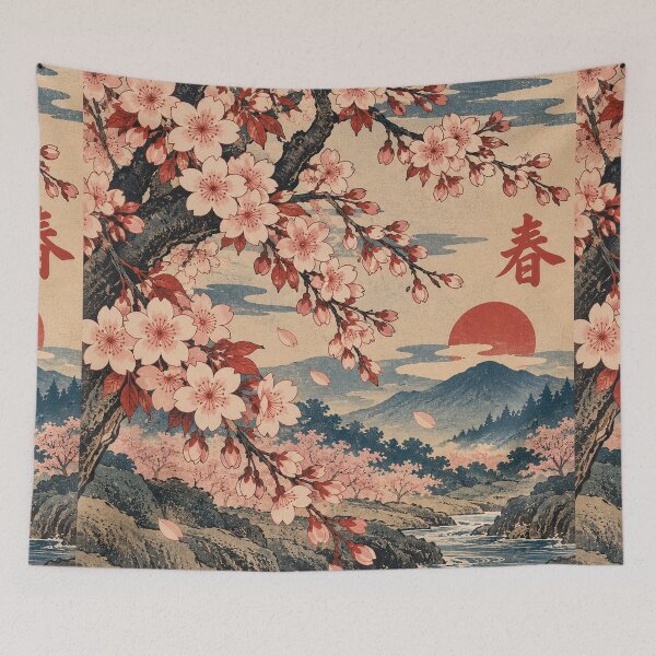 Item preview, Japanese Flowers - Sakura Branches Over Rushing River designed and sold by bapupa.