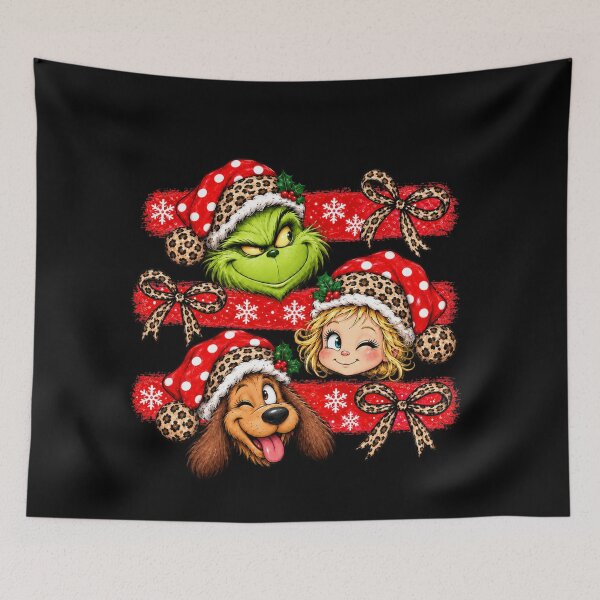 Item preview, Three Christmas Faces with Leopard Pattern Bows designed and sold by NguboNorento.