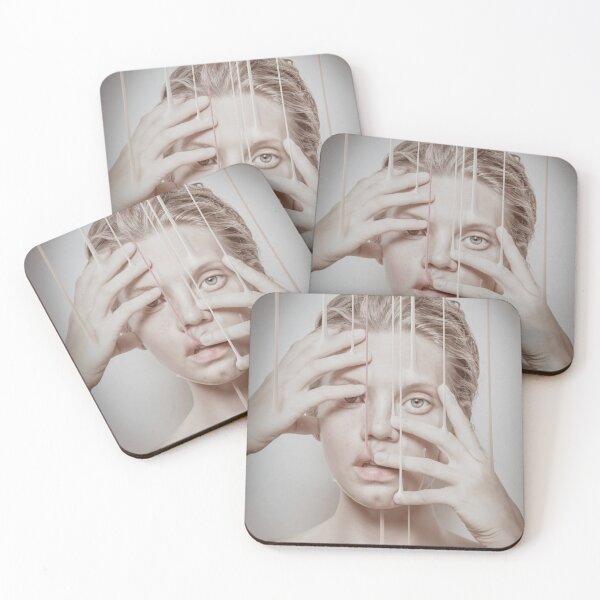 Item preview, Surreal Female Portrait with Dripping Liquid and Hands Framing Face designed and sold by Vizerskaya.
