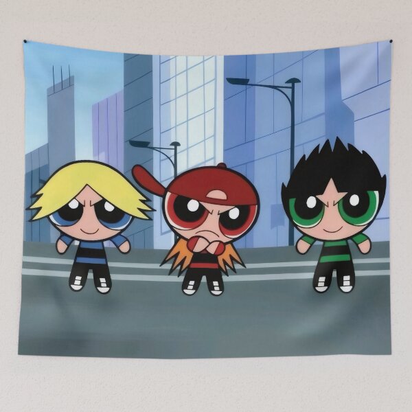 Item preview, Rebellious Retro Cartoon Boy Trio - Y2K Urban Streetwear City Poster designed and sold by Billy Morfo™.