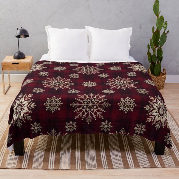 Item preview, Burgundy and Champagne Gold Snowflake Christmas Duvet - Luxury Nordic Winter 2026 designed and sold by SisuPrintsCo.