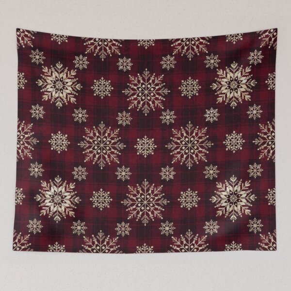 Item preview, Burgundy and Champagne Gold Snowflake Christmas Duvet - Luxury Nordic Winter 2026 designed and sold by SisuPrintsCo.