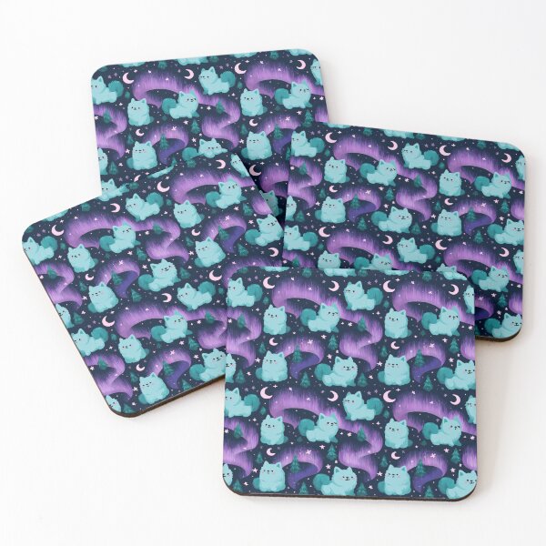 Item preview, Kawaii Fluffy Dog Aurora Borealis Night Sky Pattern designed and sold by NicolasGlowArt.