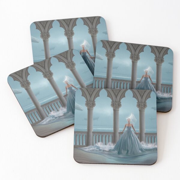 Item preview, Surreal Ocean Colonnade with Flying Whales and Woman in Water Dress designed and sold by Vizerskaya.
