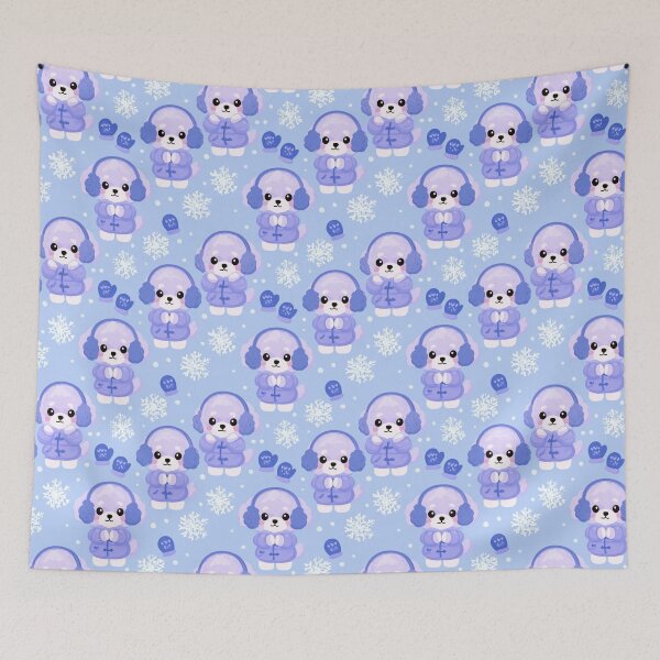 Item preview, Kawaii Winter Puppy Dog Earmuffs Snow Pattern designed and sold by NicolasGlowArt.
