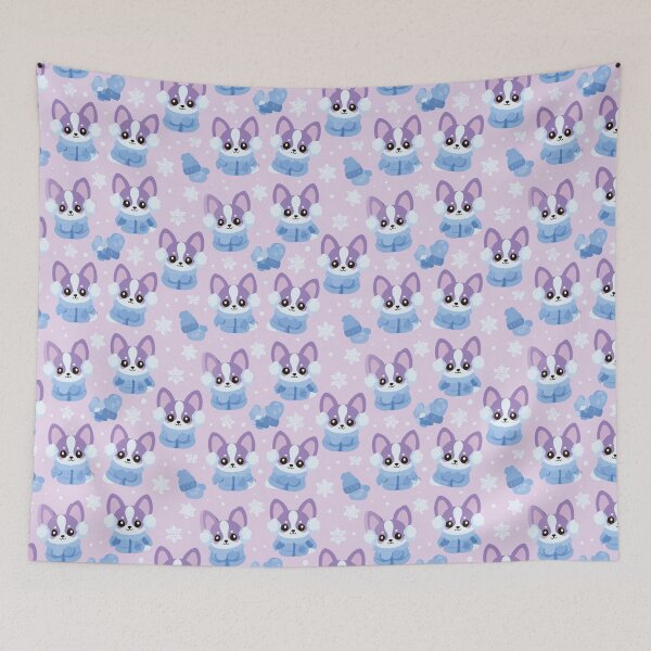 Item preview, Cute Corgi Winter Snow Pattern Kawaii Dog Design designed and sold by NicolasGlowArt.
