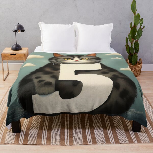 Item preview, Number Five with Cat | Numerals | Cat Illustration | Cat Art designed and sold by UnhingedBird.