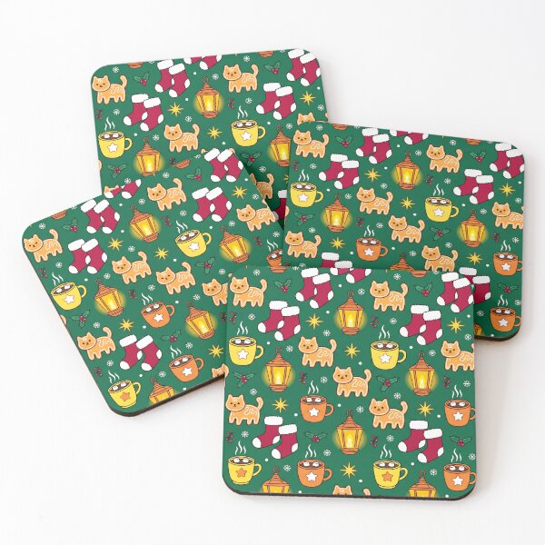 Item preview, Christmas Seamless Pattern Gingerbread Cats and Cocoa designed and sold by SADesigner2021.
