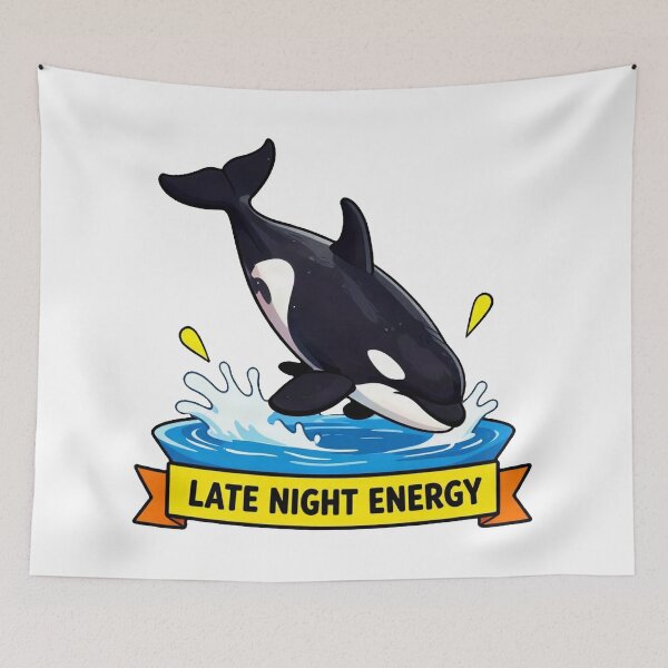 Item preview, Late Night Energy - Funny ADHD Chaos Orca Meme designed and sold by Arc2020.