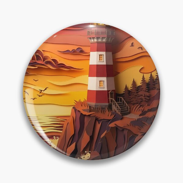 Item preview, Layered Paper Cut Vintage Lighthouse at Sunset designed and sold by GrinGalore.