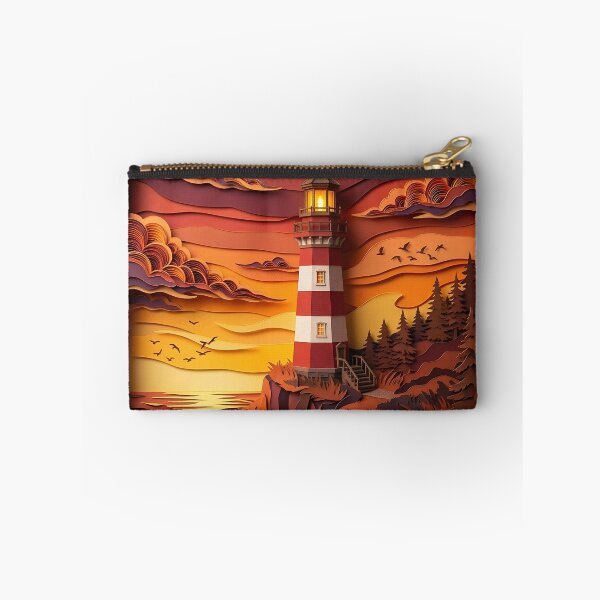 Item preview, Layered Paper Cut Vintage Lighthouse at Sunset designed and sold by GrinGalore.