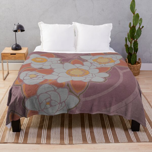Item preview, White Water Lilies on Plum Currents designed and sold by AuraMuse Studio.