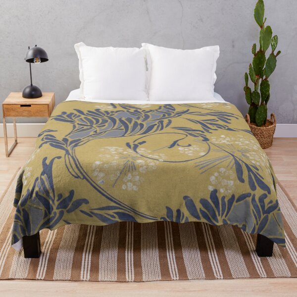 Item preview, Golden Umbels with Indigo Leaf Scrolls designed and sold by AuraMuse Studio.