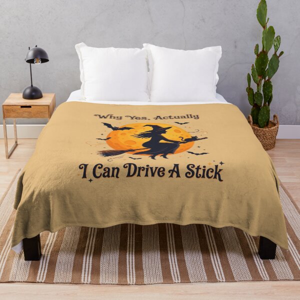 Item preview, Why Yes Actually I Can Drive A Stick - Funny Halloween Witch & Black Cat designed and sold by Fateh-Kro ⭐⭐⭐⭐⭐.
