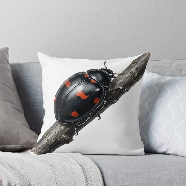 Item preview, Vintage Naturalist Pine Ladybird on Dark Hazel Twig - Antique Beetle Art designed and sold by Catch333.