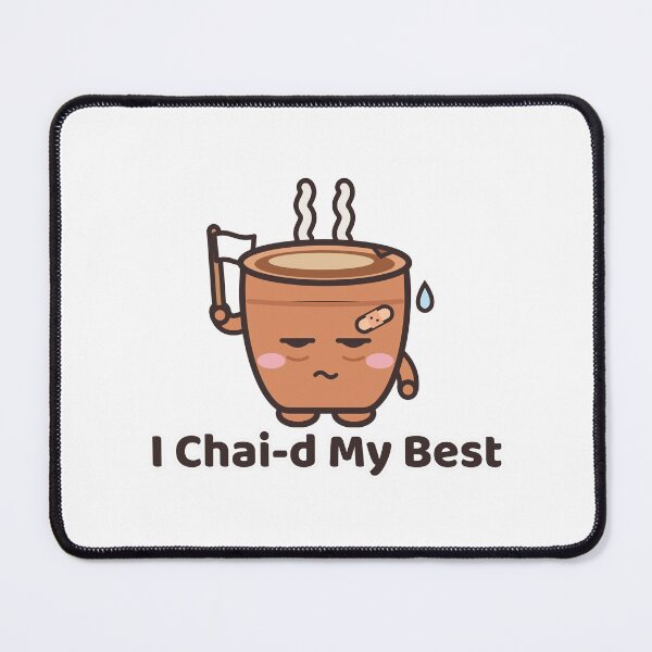 Item preview, Cute Tired Chai Cup - I Chai-d My Best Pun Sticker designed and sold by Chai & Chaos.