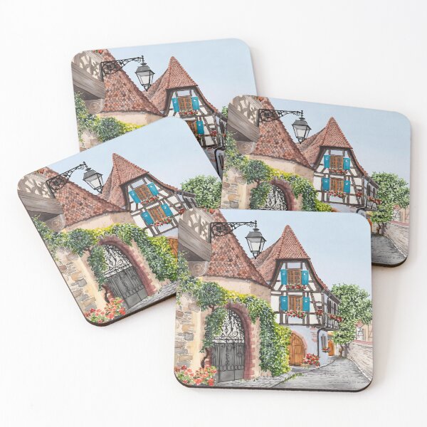 Item preview, Kaysersberg France Watercolor Print – Alsace Village Landscape designed and sold by POSTERIOCREW.