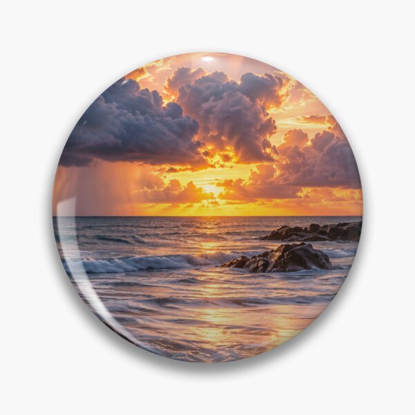 Item preview, Dramatic Sunset Seascape – Golden Light Over Stormy Ocean Waves designed and sold by Wild Bloom Paws.