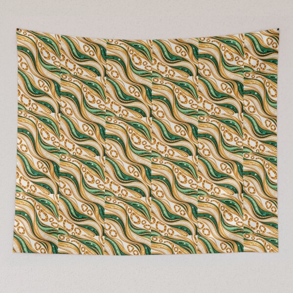 Item preview, Emerald Mosaic Luxe – Gold and Ivory Waves designed and sold by annenambiro.