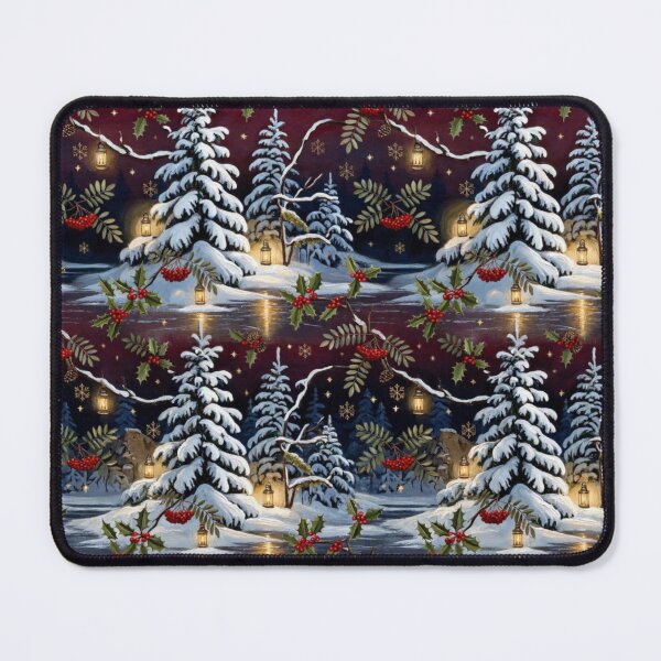 Item preview, Kalela Winter - Finnish Forest Christmas Duvet - Gallen-Kallela Inspired Burgundy Gold designed and sold by SisuPrintsCo.