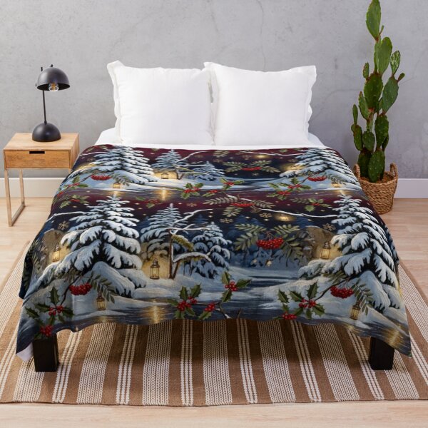 Item preview, Kalela Winter - Finnish Forest Christmas Duvet - Gallen-Kallela Inspired Burgundy Gold designed and sold by SisuPrintsCo.