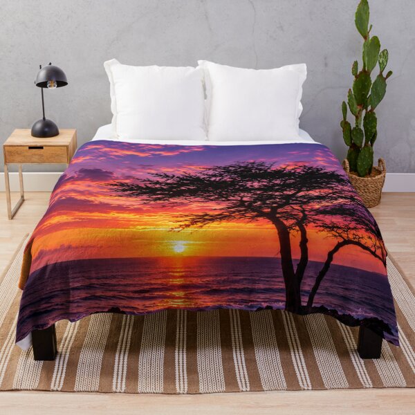 Item preview, Dramatic Purple and Orange Sunset Over the Ocean with Silhouette Tree designed and sold by Wild Bloom Paws.