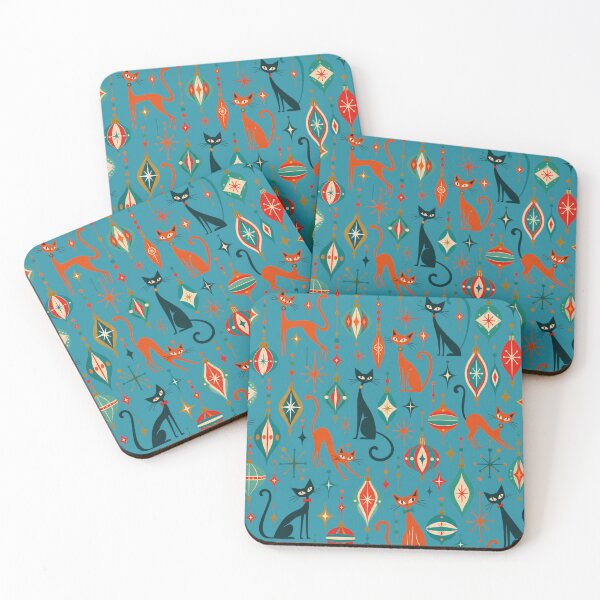 Item preview, Mid Century Modern Christmas Cats – Retro Atomic Baubles Pattern designed and sold by Britishdelights.