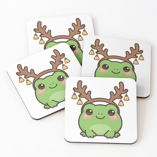 Item preview, Cute Frog Reindeer with Jingle Bell Antlers designed and sold by The Cozy Critter Club.