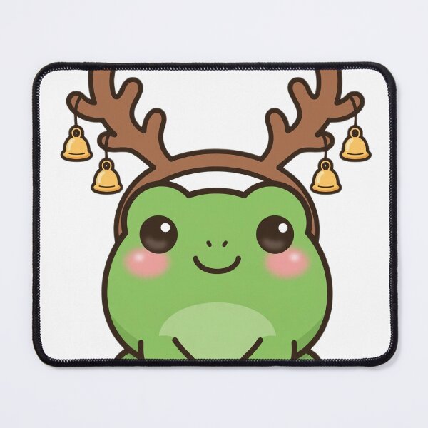 Item preview, Cute Frog Reindeer with Jingle Bell Antlers designed and sold by The Cozy Critter Club.